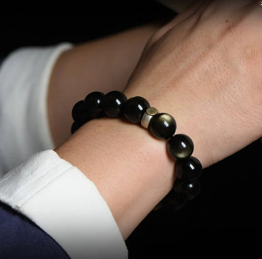 Pi Xiu Black Obsidian Bracelet for Wealth & Protection – Feng Shui Money Luck, Evil Eye Removal, Gift for Men, Boyfriend Spiritual Jewelry