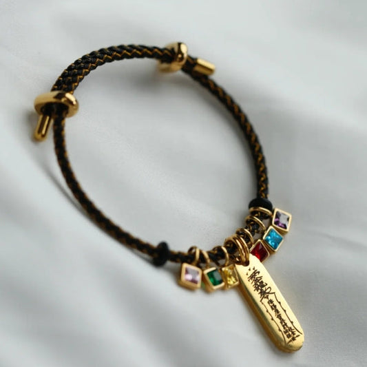 Sacred Incense Ash Gemstone Bracelet – Adjustable Spiritual Energy Bracelet for Wealth, Career, Love & Health (6 Color Meanings)