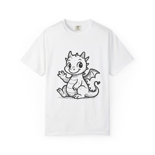 Cute Dragon T-Shirt — 'Dragon' Script Back with Adorable Cartoon Dragon Front