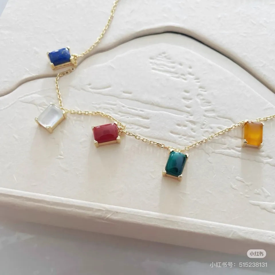 925 Silver Tibetan Five-Color Gemstone Necklace & Earring Set - Natural Stone Ethnic Jewelry