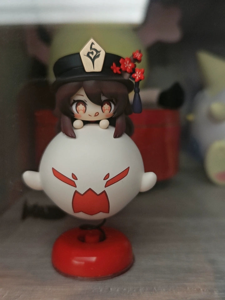 Genshin Impact Hu Tao Chibi Bobblehead - Licensed PVC ABS Metal Desk Decoration (10cm)