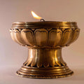 Artisan Hand-Cast Bronze Lotus Lamp - Ancient Himalayan Style - Limited Edition