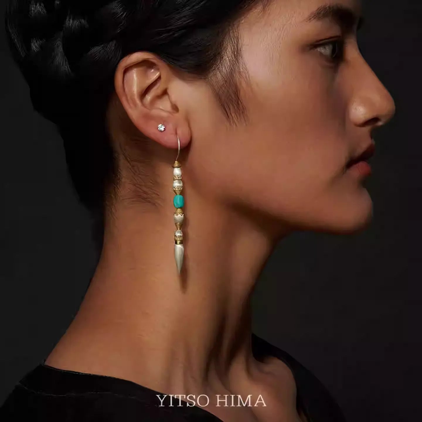 Handcrafted Tibetan Silver "Suoji" Earrings with Natural Raw Turquoise - Original Niche Design