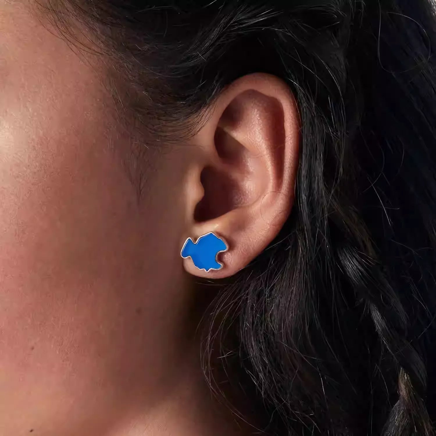 "Blue Pearl of the Plateau" Natural Blue Agate Silver Set - Original Design Necklace and Earrings Inspired by Kokonor Lake