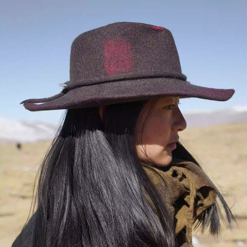 Artisan Yak Wool Felt Cowboy Hat - Retro Tibetan Style