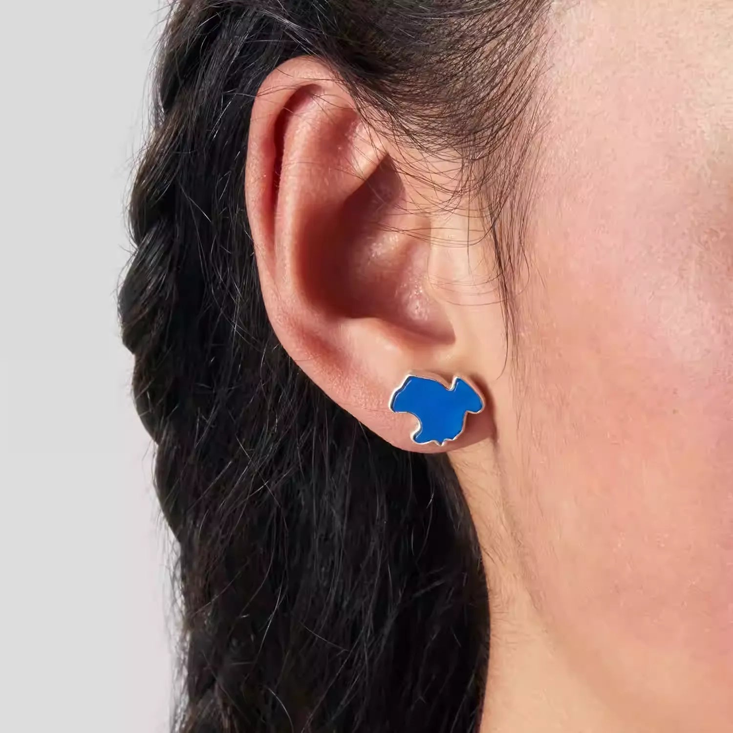 "Blue Pearl of the Plateau" Natural Blue Agate Silver Set - Original Design Necklace and Earrings Inspired by Kokonor Lake