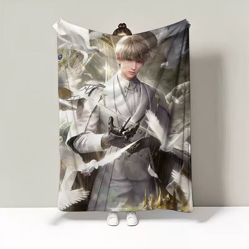 Love and Deepspace Flannel Tapestry - Xavier Zayne Raphael Sylus Character Wall Hanging Blanket for KTV Room, Birthday Gift